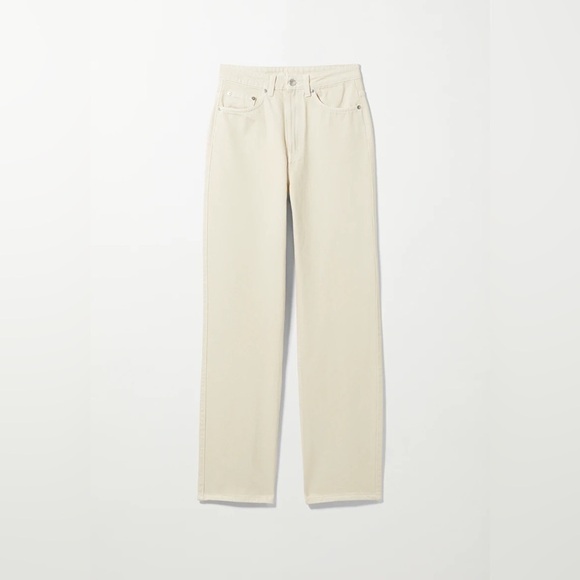 WEEKDAY ROWE Extra High Straight Jeans Tinted Ecru - Picture 5 of 13